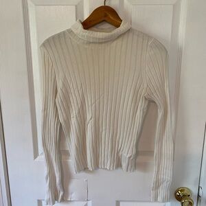 H&M Women's Ribbed Turtleneck - Cream